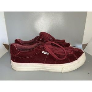 London Underground Madeley Women’s Size 6.5 Burgundy Velvet Platform Shoes